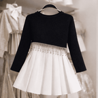 Ensemble Fille Chic – Pull en Tricot avec Jupe Plissée Élégante