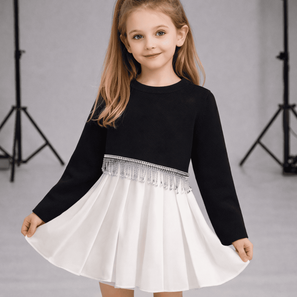 Ensemble Fille Chic – Pull en Tricot avec Jupe Plissée Élégante