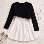 Ensemble Fille Chic – Pull en Tricot avec Jupe Plissée Élégante