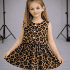 Ensemble Fille Tendance – Haut et Jupe Imprimé Léopard en Tissu Texturé Chic